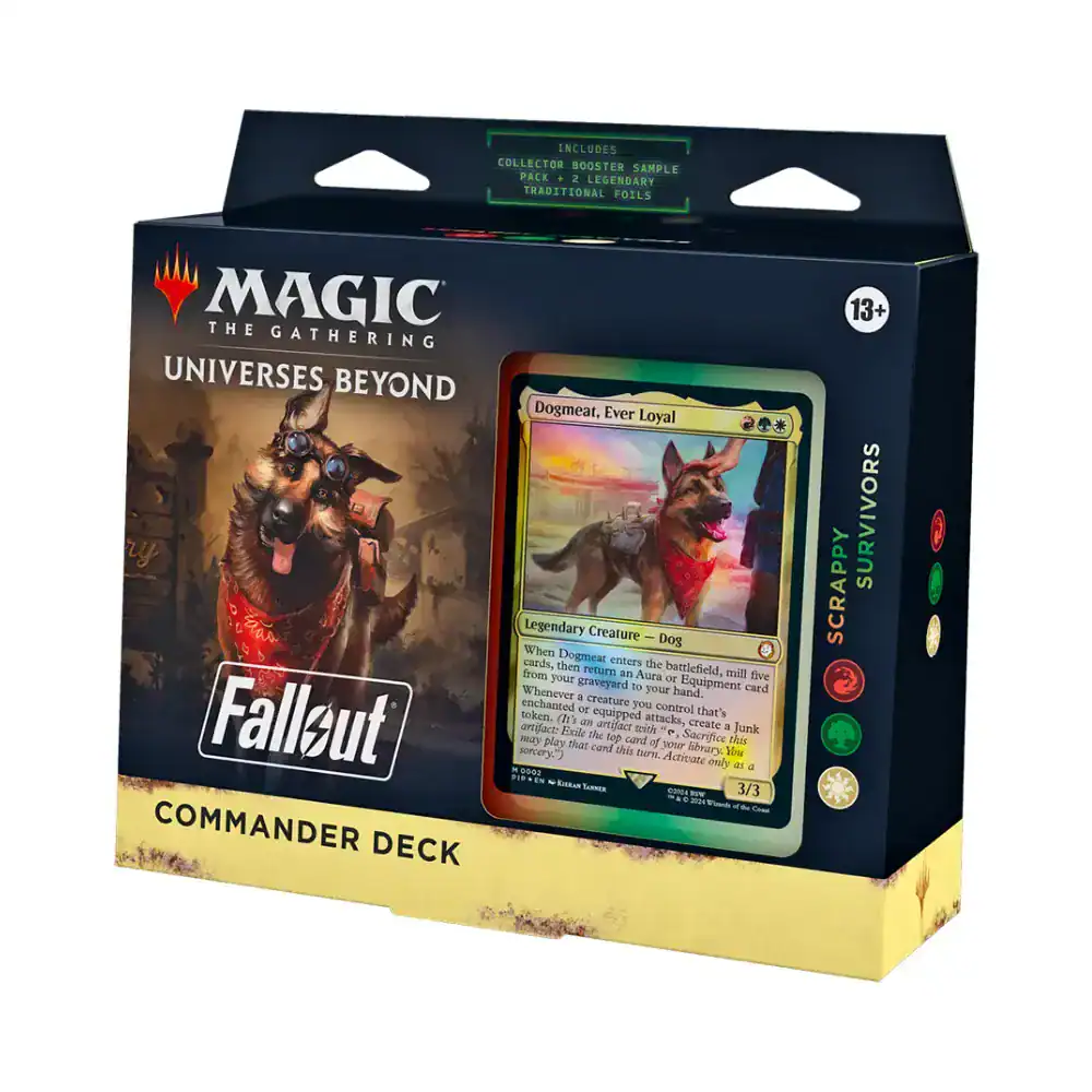 Fallout Commander Deck for Magic: The Gathering, featuring dog-themed cards.