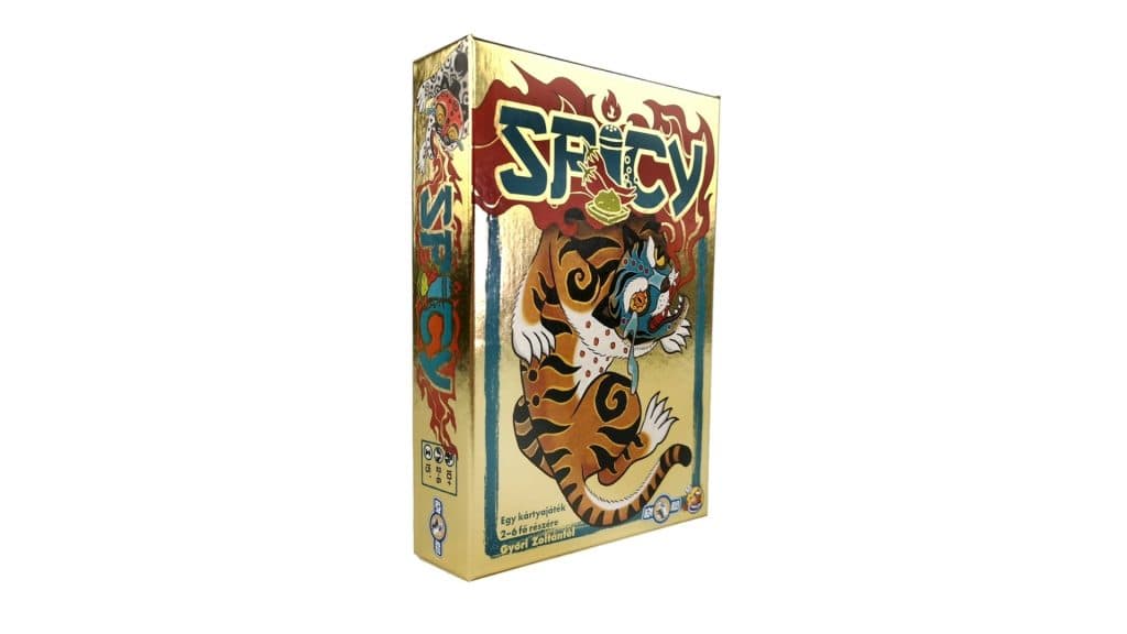 Spicy board game with colorful tiger illustration for family fun.