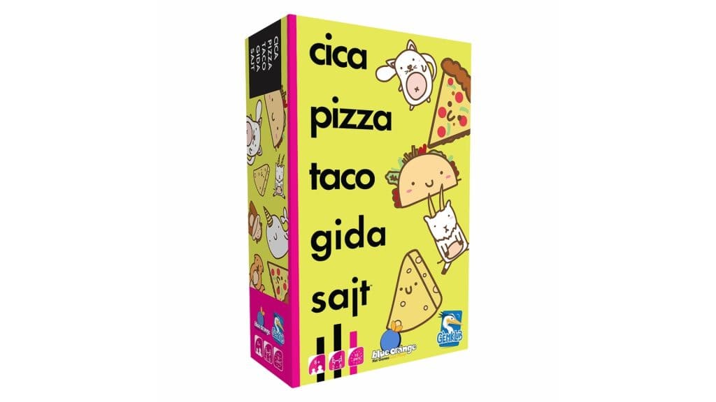 Cute cat, pizza, taco, dog, cheese social game for kids.