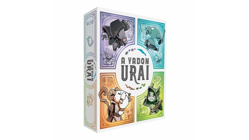 Colorful board game box featuring animal characters from "A vadon urai".