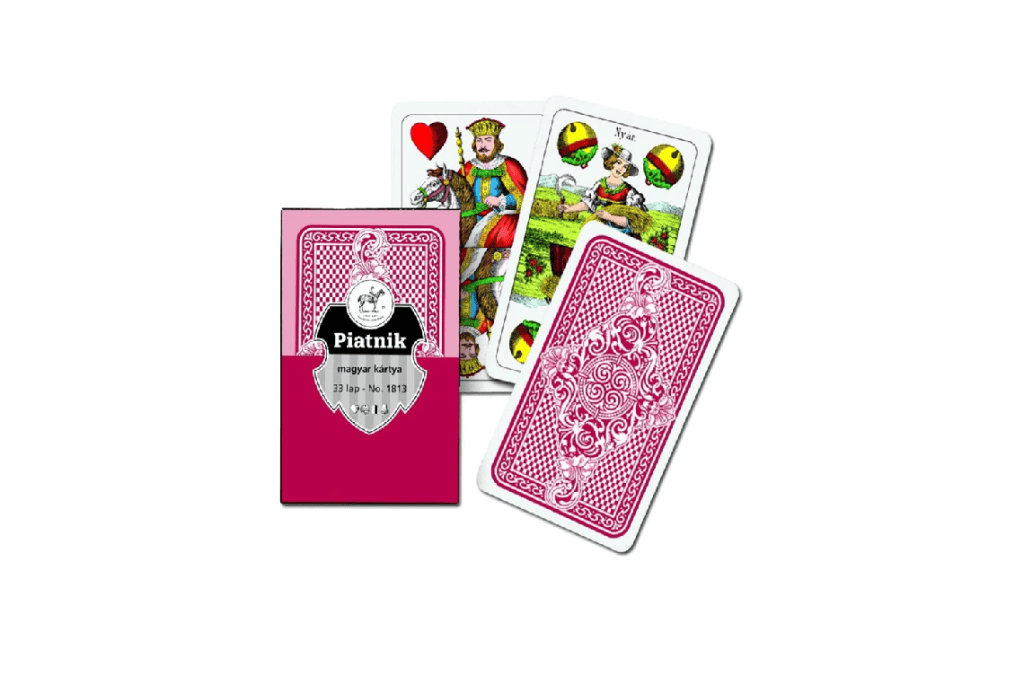Hungarian card deck used for traditional Magyar kártya game at Komaromi Tarsasjatek Klub.